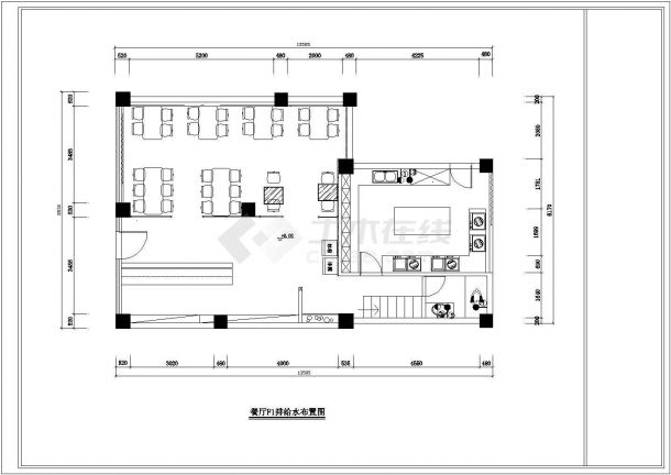 西餐厅的室内设计装修CAD平面施工图纸